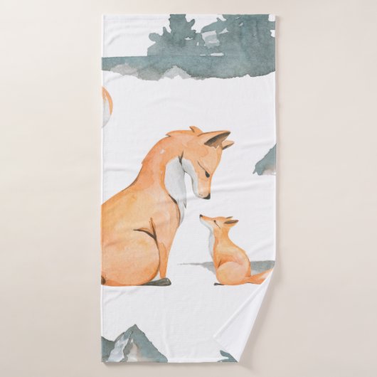 秋狐。手水絵を描色継ぎ目無し バスタオル (バスタオル)