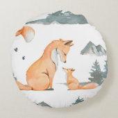 秋狐。手水絵を描色継ぎ目無し ラウンドクッション (裏面)
