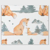 秋狐。手水絵を描色継ぎ目無し ラッピングペーパー (フラット)