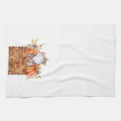 秋猫とカボチャを入れた箱 キッチンタオル (横)