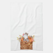 秋猫とカボチャを入れた箱 キッチンタオル (縦)