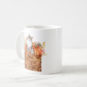 秋猫とカボチャを入れた箱 コーヒーマグカップ (正面左)