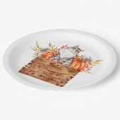 秋猫とカボチャを入れた箱 ペーパープレート (アングル)