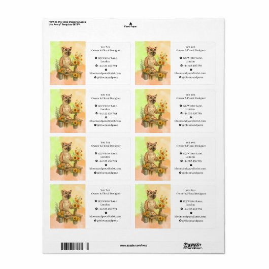 秋猫花屋 ラベル (フルシート)