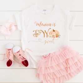 秋甘い小さなかぼちゃ2つの甘い2番目の誕生日 ベビーTシャツ