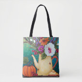 "秋生け花"の16" x16"トートバック トートバッグ (正面)
