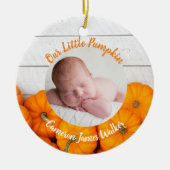 秋生まれたばかりのフォトベビーカボチャ両面ギフト セラミックオーナメント (正面)