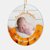 秋生まれたばかりのフォトベビーカボチャ両面ギフト セラミックオーナメント (左)
