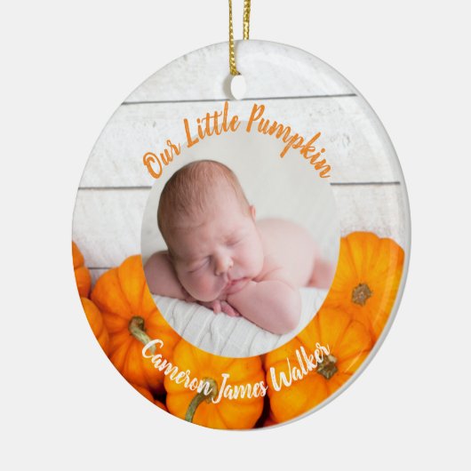 秋生まれたばかりのフォトベビーカボチャ両面ギフト セラミックオーナメント (左)