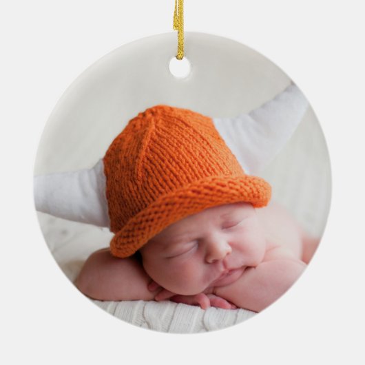 秋生まれたばかりのフォトベビーカボチャ両面ギフト セラミックオーナメント (裏面)