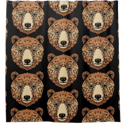 秋用のブラウンベア シャワーカーテン (正面)