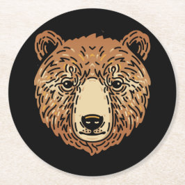 秋用のブラウンベア ラウンドペーパーコースター