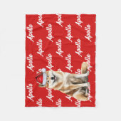 秋田おもしろい犬のクリスマスパターン（の模様が）ある フリースブランケット (正面)