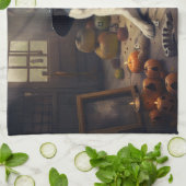 秋田かぼちゃハロウィーン怖 キッチンタオル (折り畳み)