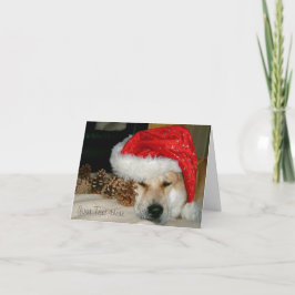秋田かわいい犬のクリスマスの円錐形が付いている赤いサンタの帽子 シーズンカード