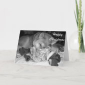 秋田かわいい犬の眠った抱きしめることはクリスマスのためにもてあそびます シーズンカード (正面)