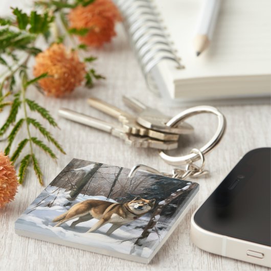 秋田が雪のクリスマスを過ごす キーホルダー (正面右)