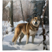 秋田が雪のクリスマスを過ごす シャワーカーテン (正面)