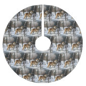 秋田が雪のクリスマスを過ごす ブラッシュドポリエステルツリースカート (正面)