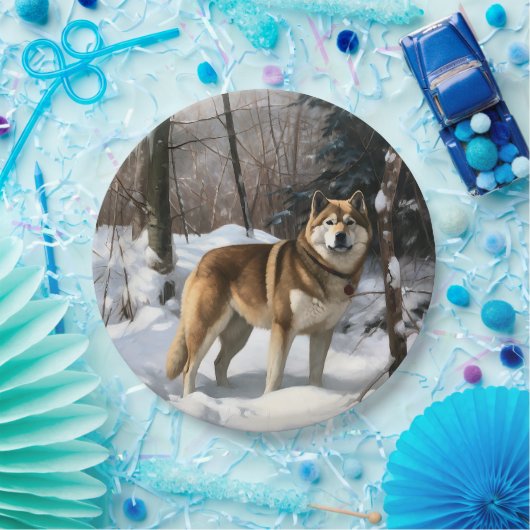 秋田が雪のクリスマスを過ごす ペーパープレート (パーティー)