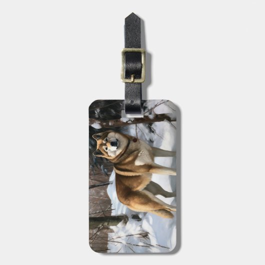 秋田が雪のクリスマスを過ごす ラゲッジタグ (正面縦)