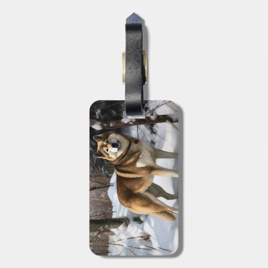 秋田が雪のクリスマスを過ごす ラゲッジタグ (裏面縦)