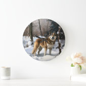 秋田が雪のクリスマスを過ごす ラージ壁時計 (ホーム)