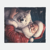 秋田とサンタクロースフェスティバルクリスマス フリースブランケット (正面(横))