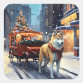 秋田のクリスマスの季節 スクエアシール (正面)