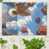 秋田のクリスマス　雪景色 キッチンタオル (折り畳み)
