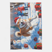 秋田のクリスマス　雪景色 キッチンタオル (縦)