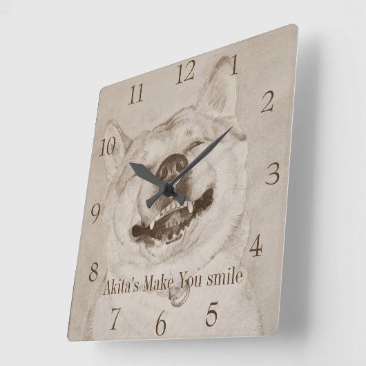 秋田の微笑の現実主義者の芸術犬のおもしろいなpiture スクエア壁時計 (傾斜)