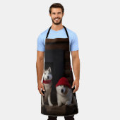 秋田の暖炉クリスマス エプロン (着用した状態)