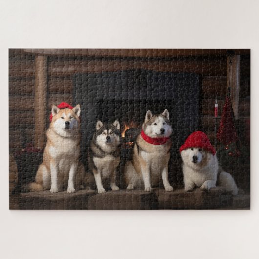 秋田の暖炉クリスマス ジグソーパズル (横)