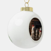 秋田の暖炉クリスマス セラミックボールオーナメント (左)