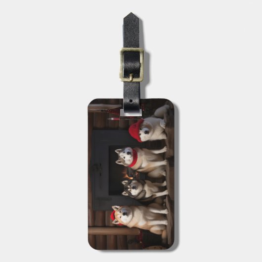 秋田の暖炉クリスマス ラゲッジタグ (正面縦)