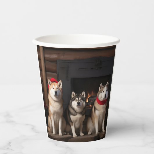 秋田の暖炉クリスマス 紙コップ (正面)