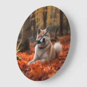 秋田の紅葉にインスパイアされた ラージ壁時計 (傾斜)