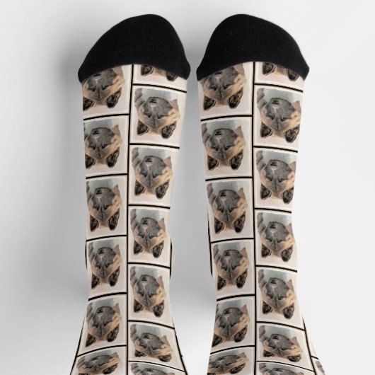 秋田アメリ日本のカのイ絵を描ヌセーブルの犬芸 ソックス (上部)