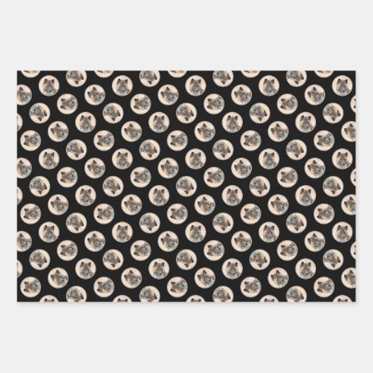 秋田アメリ日本のカのイ絵を描ヌセーブルの犬芸 ラッピングペーパーシート (正面3)