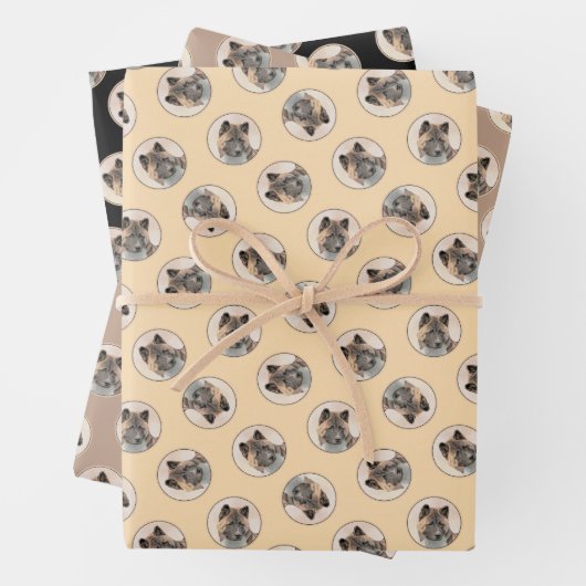秋田アメリ日本のカのイ絵を描ヌセーブルの犬芸 ラッピングペーパーシート (インサイチュ)
