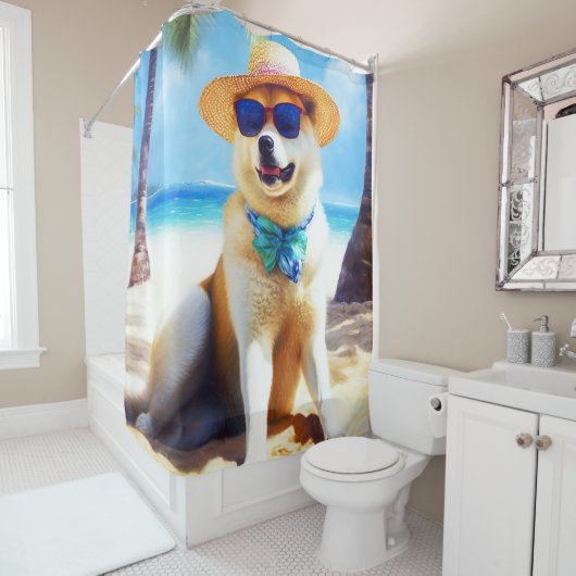 秋田オンビーチ夏ギフト愛犬家ギフトTa シャワーカーテン (インサイチュ)