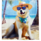 秋田オンビーチ夏ギフト愛犬家ギフトTa シャワーカーテン (正面)