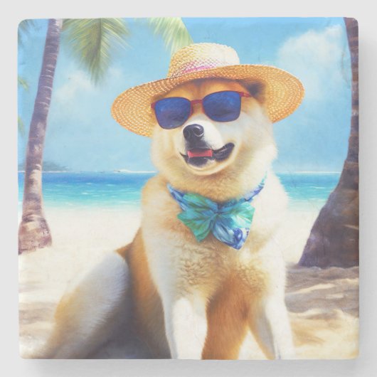 秋田オンビーチ夏ギフト愛犬家ギフトTa ストーンコースター (正面)