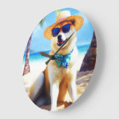 秋田オンビーチ夏ギフト愛犬家ギフトTa ラージ壁時計 (傾斜)