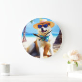 秋田オンビーチ夏ギフト愛犬家ギフトTa ラージ壁時計 (ホーム)