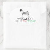 秋田クリスマスオーバルステッカー 楕円形シール (バッグ)