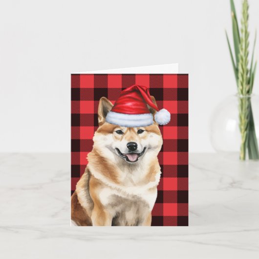 秋田クリスマスドッグレッドバッファロープレイドクリスマス シーズンカード (正面)