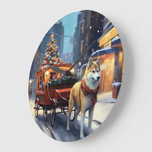 秋田クリスマスフェスティバルシーズン ラージ壁時計 (傾斜)