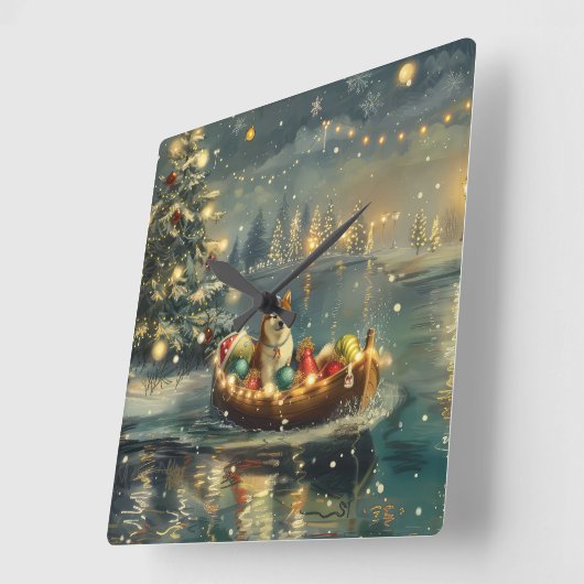 秋田クリスマスフェスティバル航海 スクエア壁時計 (傾斜)